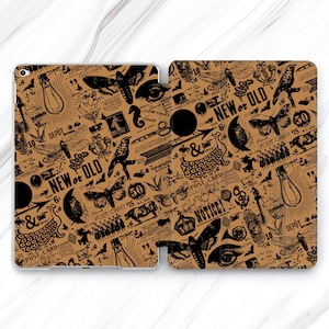 Moth Newspaper Cover iPad Pro 13 12.9 11 10.5 2024 Case / Retro Fabric iPad Mini 7 6 Air 5 4 3 2 / Dark Insect iPad 10.2 10.9 / Vintage Book
