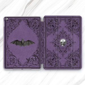 Gothic Skull iPad Pro 13 12.9 11 10.5 2024 Case / Occult Bat iPad Mini 7 6 Air 5 4 3 / Magic Purple Book iPad 9.7 10.2 10.9 / Bones 10th 9th
