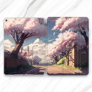 Anime Sakura Street iPad Pro 13 12.9 11 10.5 2024 Case / Drawing iPad Mini 7 6 Air 5 4 / Manga Japan Art 10.2 10.9 / Cherry Blossom 10th 9th