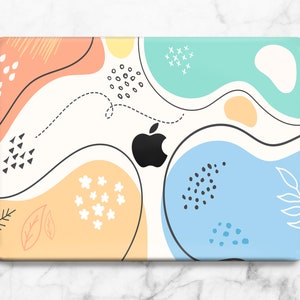 Abstract Lines Macbook Pro 16 14 / Simple Pastel Colors Mac M4 M3 M2 Air 15 13 11 2025 / Neutral Hard Case / Elegant Multicolor Retina Cover
