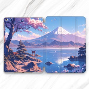 Chinese Landscape iPad Pro 13 12.9 11 10.5 Case / Anime Nature Mini 7 6 Air 5 4 2025 / Blue Lake & Pink Sakura iPad 10.2 10.9 / Manga M4 M3