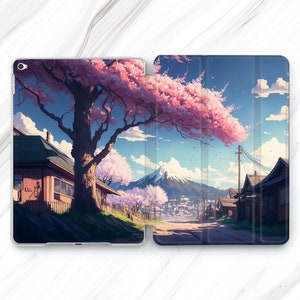 Anime Manga iPad 10,2 10,9 / Japan Street Sakura Art iPad Pro 13 12,9 11 10,5 Etui / Rysunek iPad Mini 7 6 Air 5 4 3 / Minimal Tree 10. 9.