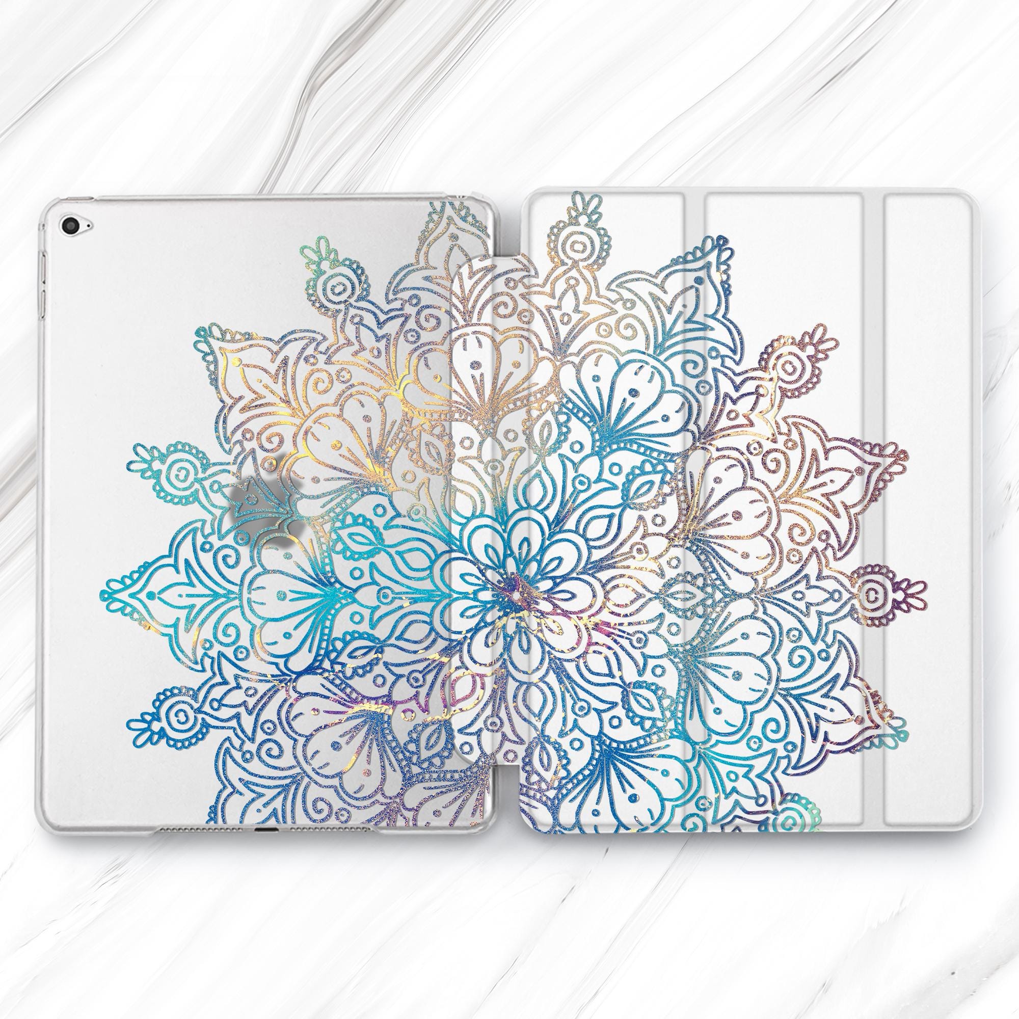 【mana】AppleDesign Bohemian Mandala iPad Case: Blue Ornament Print, Spiritual Design