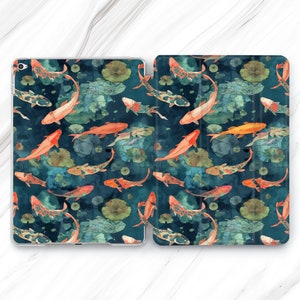 Koi Fish Japan art iPad Pro 13 12.9 11 10.5 2024 Case / Watercolor Lotus iPad Mini 7 6 Air 5 4 3 2 / China Lake iPad 9.7 10.2 10.9 11th 10th