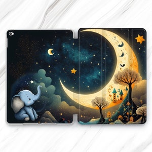 Cute Space Elephund Smart Cover iPad Mini 6 Air 5 4 3 2 2022 Case Magic Moon Kawaii Love Watercolor iPad 9.7 10.2 10.9 10th Pro 12.9 11 10.5