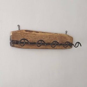 Iron wall hangers and antique cherry table/iron dress holder/vintage acolyts