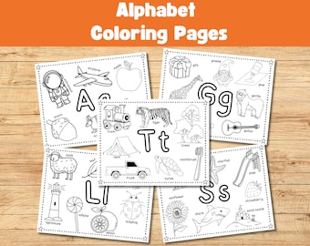 Alphabet Coloring Pages, Preschool Printable (Digital Download)
