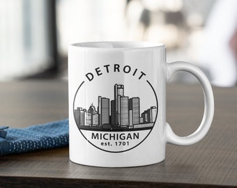 Detroit Michigan Coffee Mug | Detroit Skyline | Detroit Michigan Mugs | Gift For Her | Gift for Him