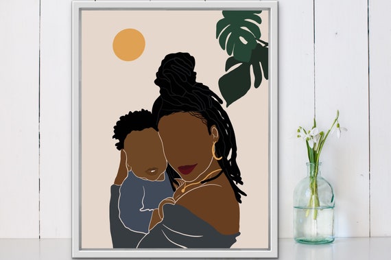 Mother daughter and son Print Art Digital