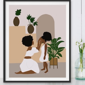 Motherhood Art, Mother Art, Afro wall Art, Black woman art, African American Art, Black Art, Digital art print, Woman wall art, Wall decor