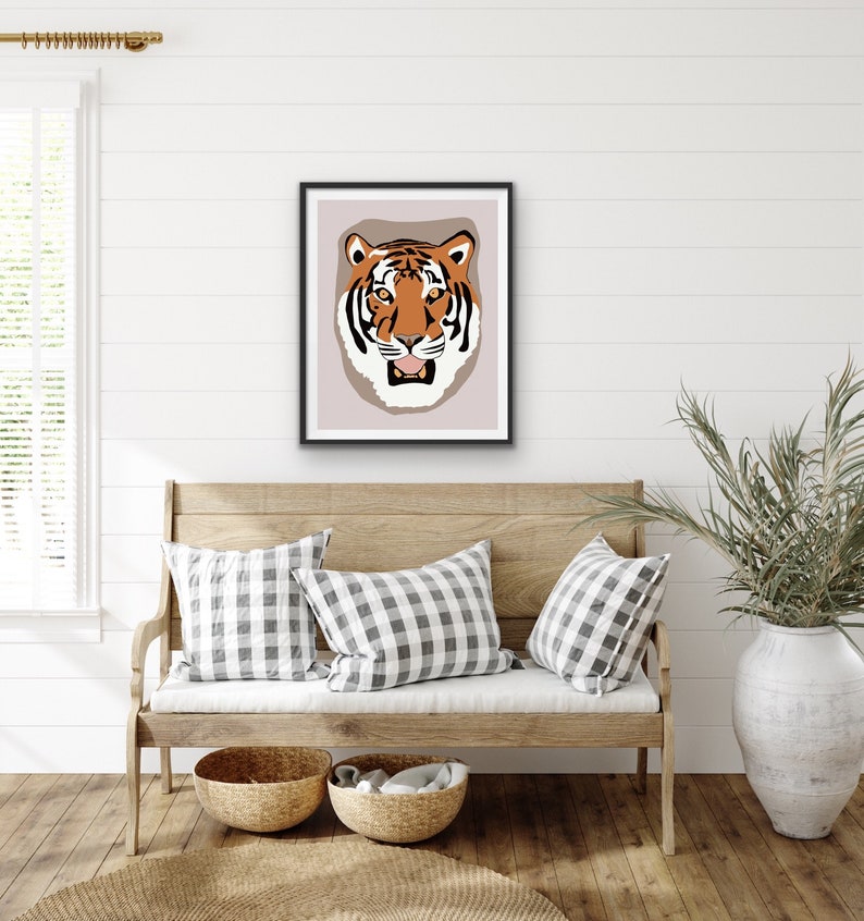 Tiger Art Digital Art Minimal Print Abstract Art Drawing - Etsy