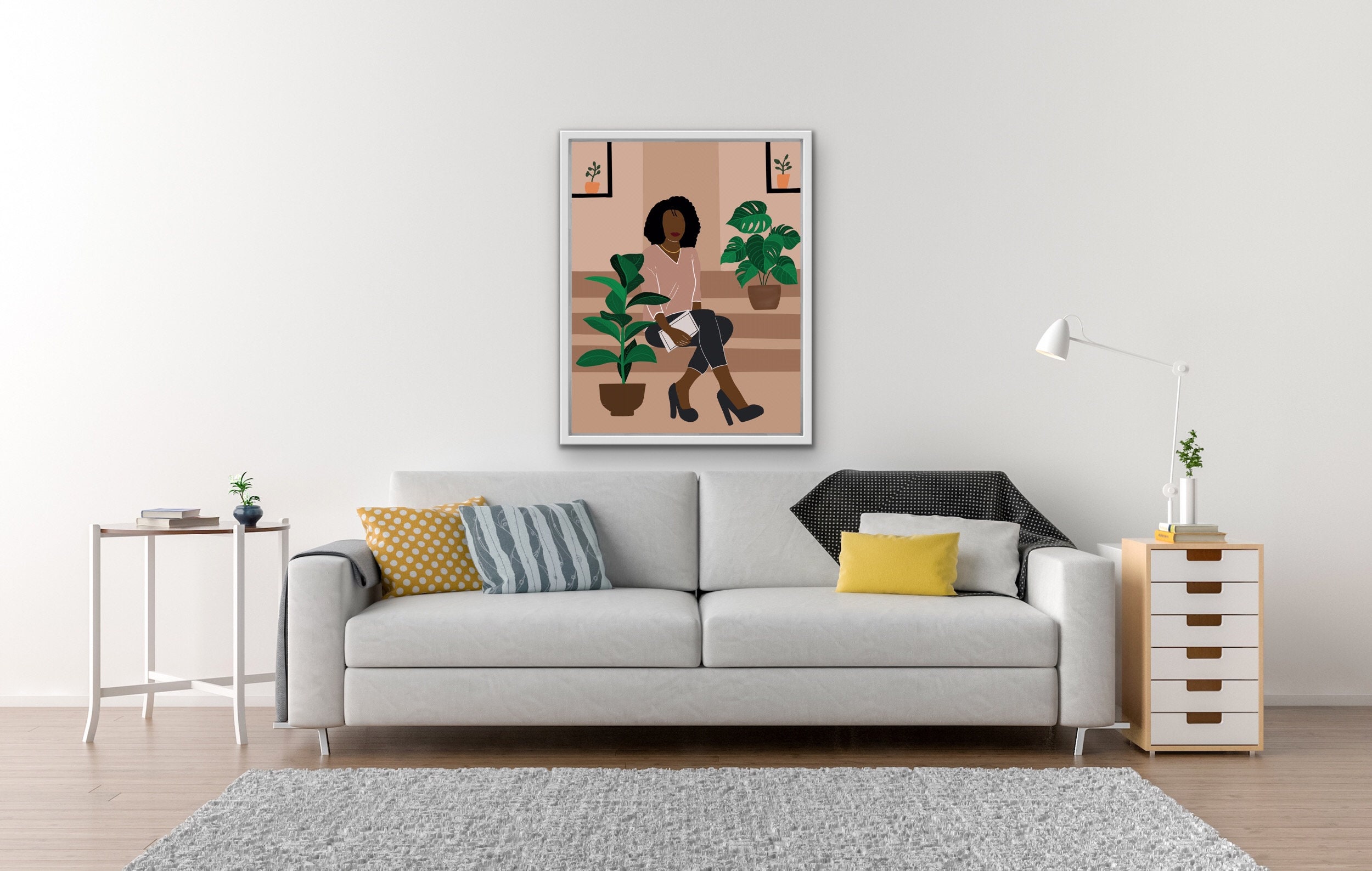 African American Art Black Woman Art Afro Woman Art Wall | Etsy