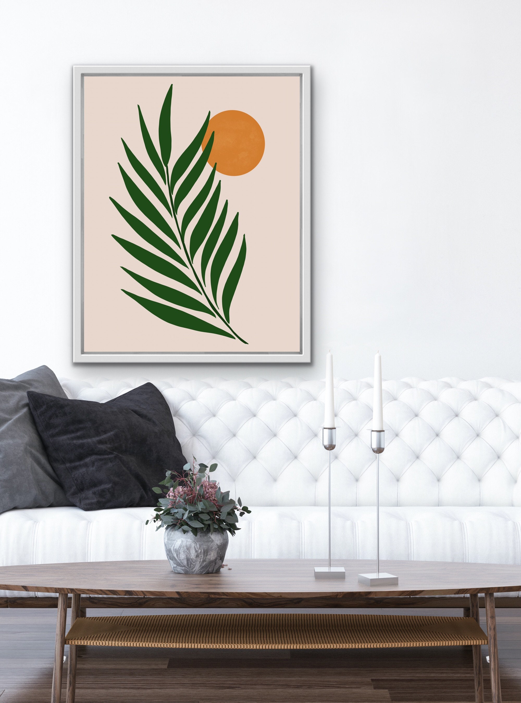 Palm Leaf Wall Art Tropical Wall Art Botanical Print Green Etsy UK
