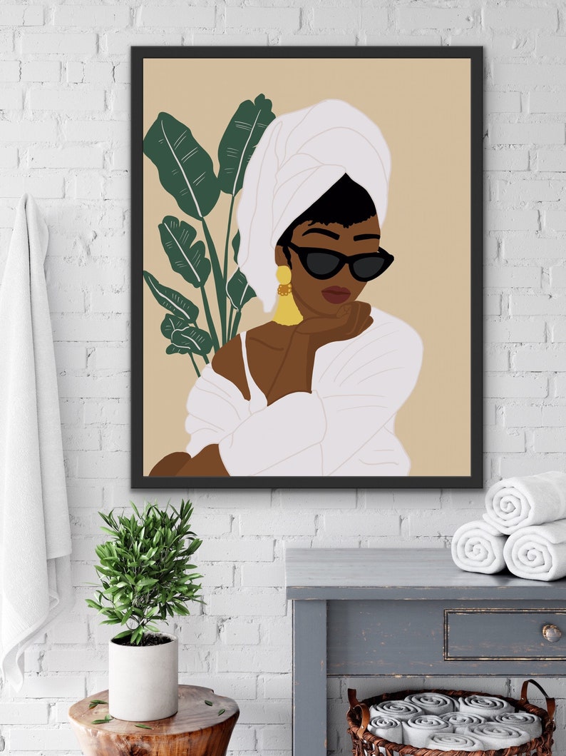 Bathroom Wall Decor Bathroom Decorafro Women Wall Art - Etsy