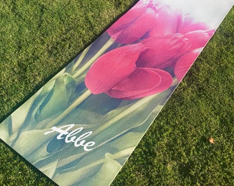 Tulips Custom Yoga Mat / Exercise Mat | Personalize | Great Gift | High Quality