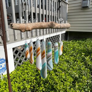 Fused Glass Wind Chimes on Driftwood