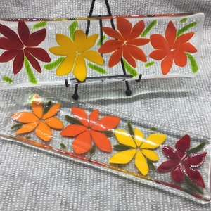 Autumn Flower Fused Glass Tray