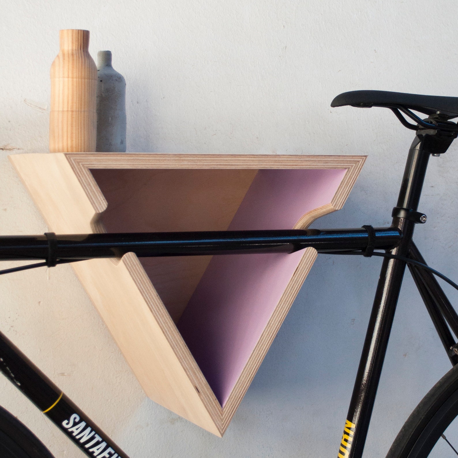 Wood Bike Shelf Hanger, Wall Mount Bike Rack, Wooden Bicycle Indoor