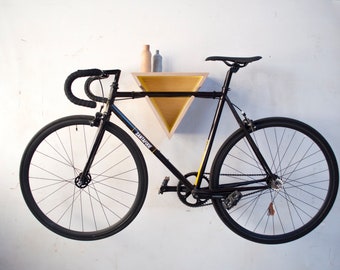 Porte-vélos en bois, Rangement intérieur pour vélos en contreplaqué, Crochet mural, Suspension pour étagère en bois pour vélos DELTA