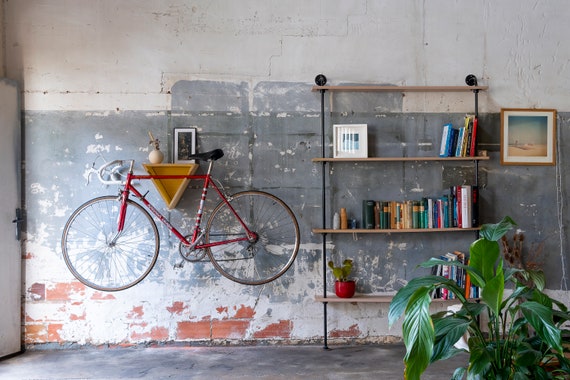 Soporte de pared para bicicleta, colgador de madera bicicleta