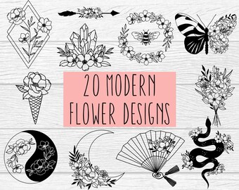 Download Modern Flower Svg Etsy