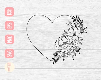 Floral Heart Svg Etsy