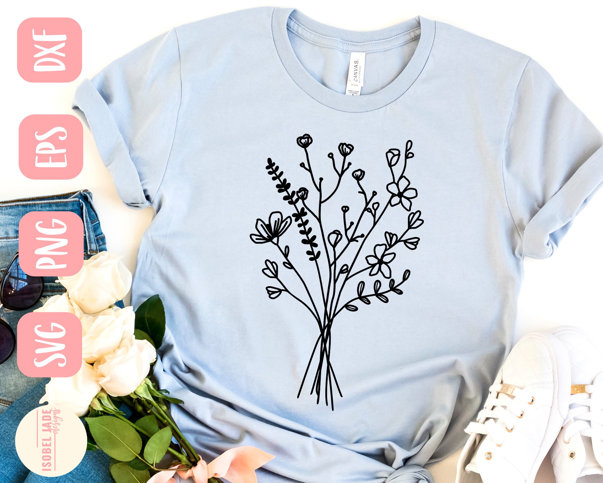 Download Wildflowers Svg Flower Svg Floral Svg Shirt Line Drawing Bouquet Svg Flower Shirt Svg Svg Png Eps Instant Download Cricut