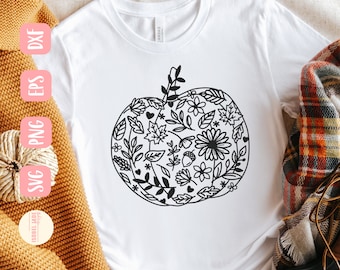 Wildflower Pumpkin SVG: Fall Floral Cut-bestand (digitale download)