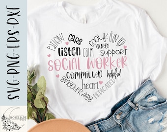Social Worker Heart SVG: T-shirt Design, Cricut, Silhouette (Digital Download)
