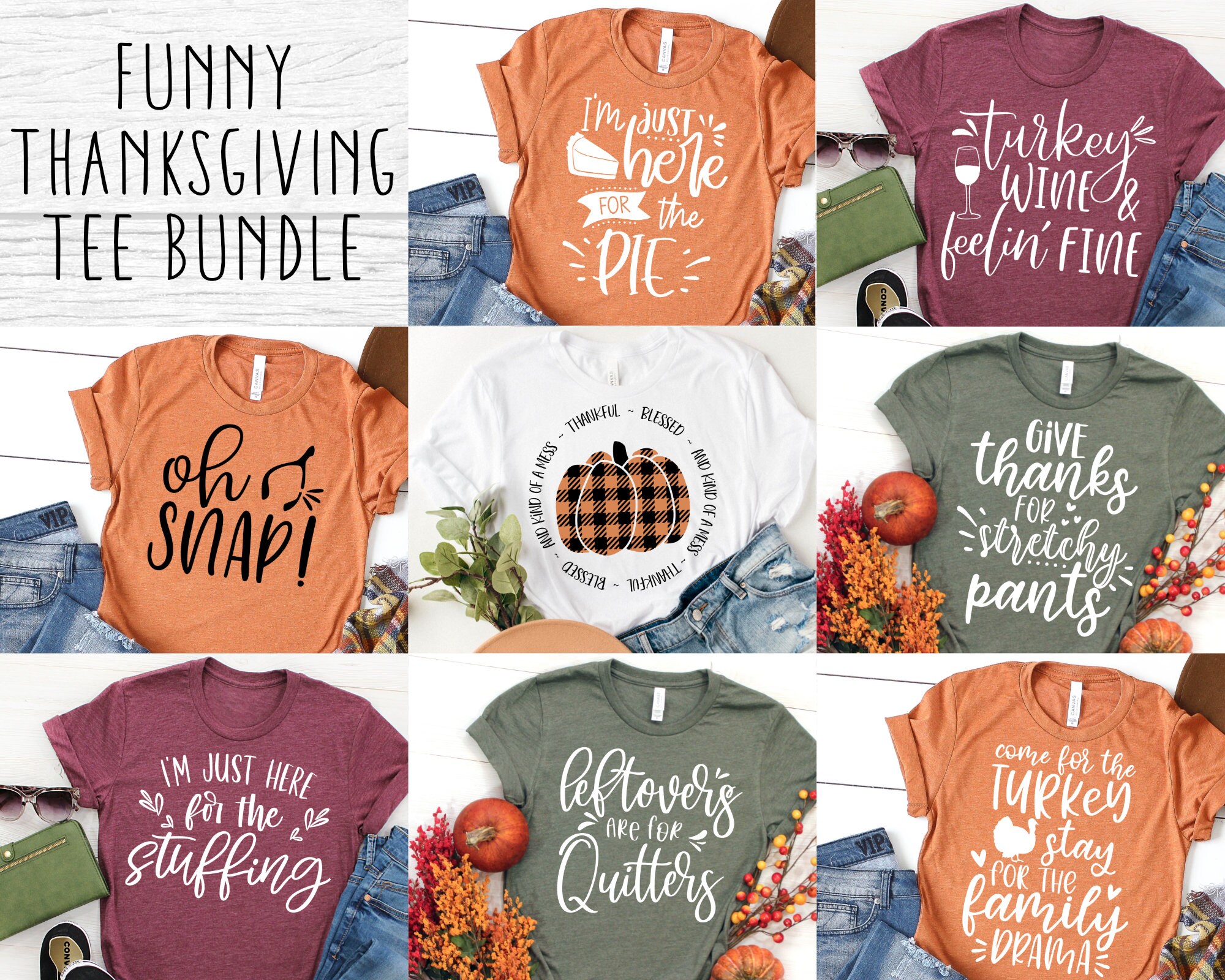 Thanksgiving SVG Bundle - Funny Thanksgiving SVG for Cricut - Fall tee