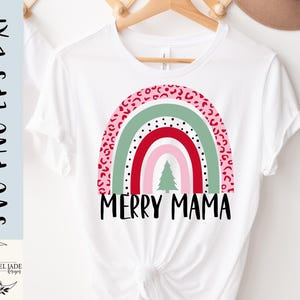 Diseño SVG de Navidad para mamá - Archivo SVG de arcoíris Merry Mama para Cricut - Mommy Christmas SVG - Descarga digital