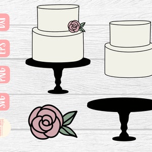 Lot de gâteaux de mariage SVG : autocollants pour voiture, motifs graphiques (téléchargement numérique)