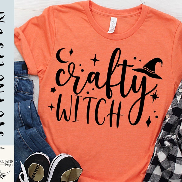 Crafty witch SVG design - Halloween SVG file for Cricut - Witch shirt SVG - Halloween shirt svg  - eps, dxf, png, Digital Download