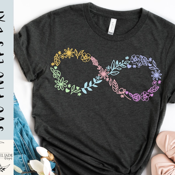 Flower infinity SVG Design - Neurodiversity SVG für Cricut - Infinity Symbol SVG - Neurodiviersity Shirt - Digital Download