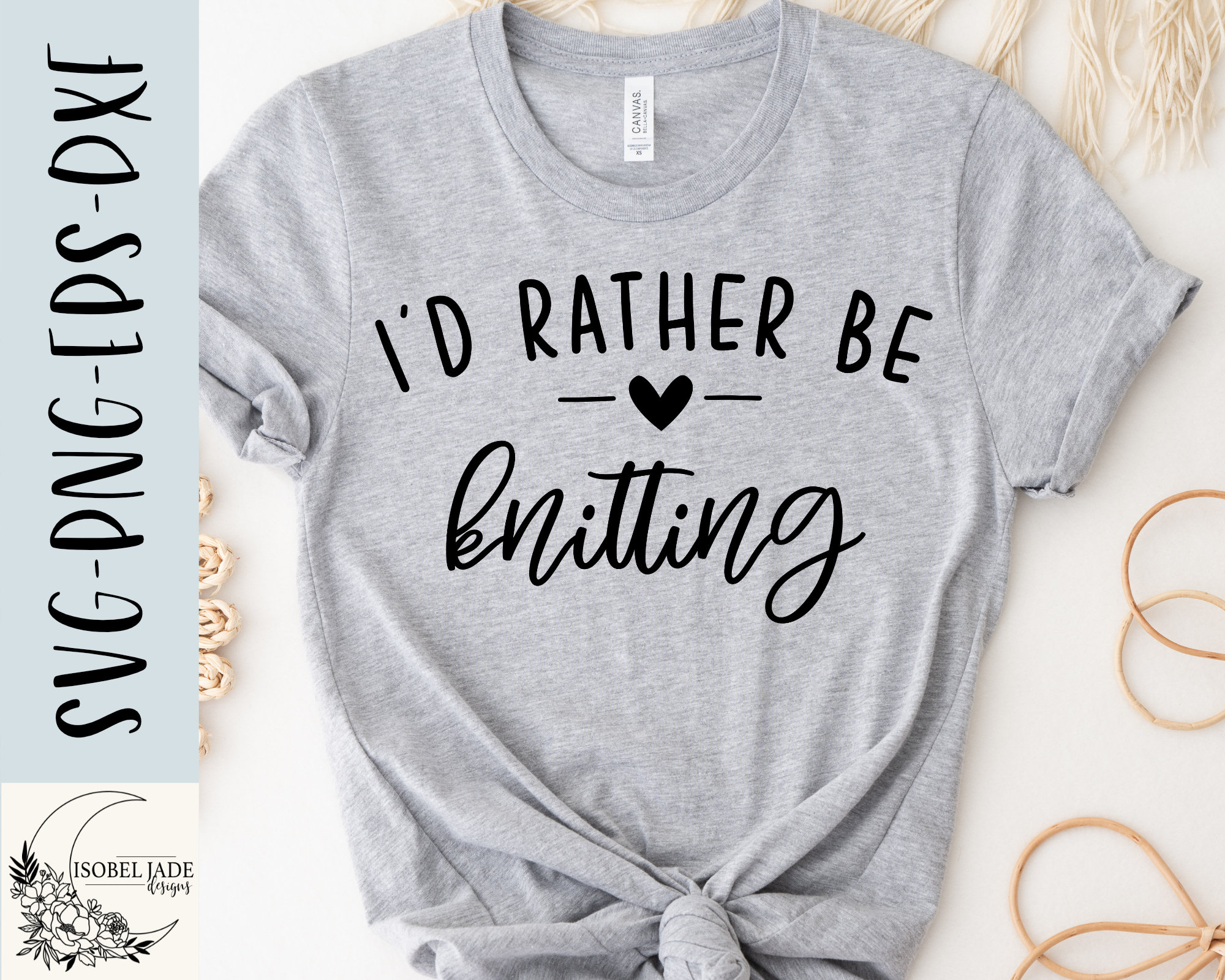 I'd Rather Be Knitting, Hand Lettered Knitting SVG