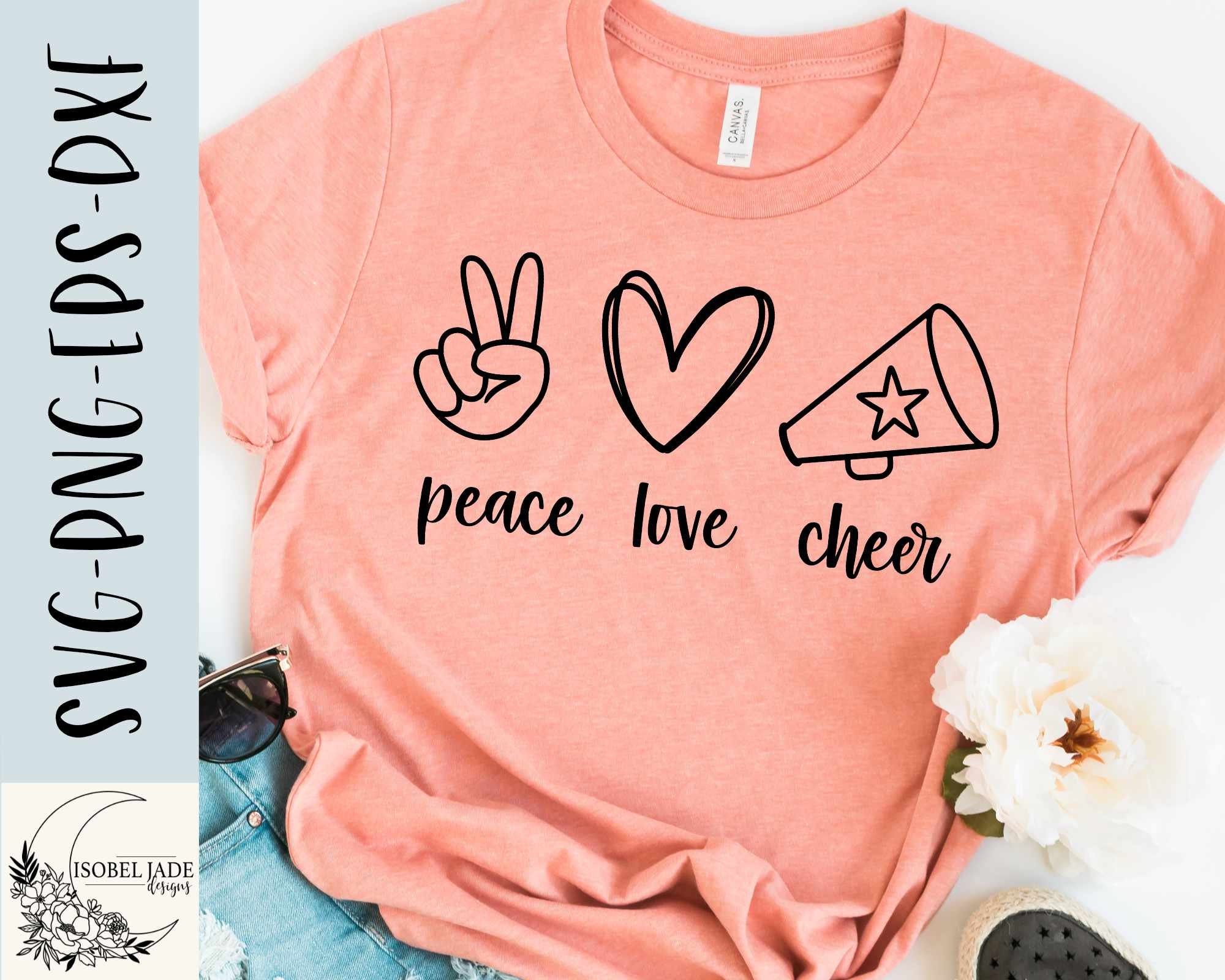 Cheer SVG design - Peace love cheer SVG for Cricut - Cheer shirt SVG