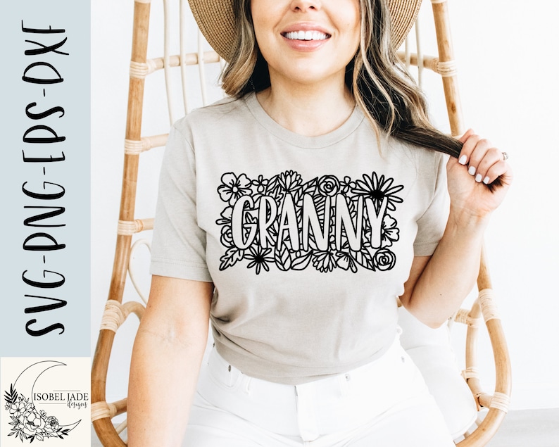 Floral Granny SVG Design: Cricut Shirt File (digital Download) - Etsy