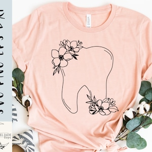 Dente floral svg, Camisa dentária svg, Dente svg, Camisa de flor, Odontologia svg, SVG, PNG, EPS, Dxf, Download instantâneo, Cricut