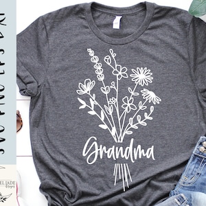 Design SVG da vovó - Arquivo SVG de flores silvestres para Cricut - Camisa da vovó SVG - Flor da vovó Download digital