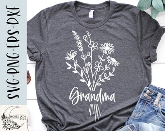 Grandma Wildflower SVG: Floral Bouquet Design (Digital Download)