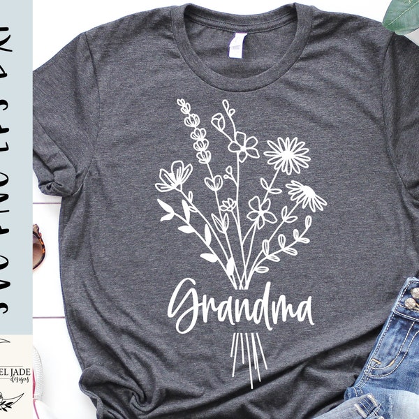 Grandma SVG design - Wildflower SVG file for Cricut - Grandma shirt SVG - Grandma flower Digital Download