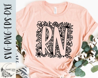 Nurse Flower SVG: RN Typography Mandala Design (Digital Download)