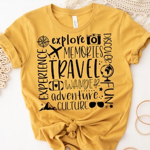 Travel Word Collage SVG Design, Vacation Shirt Graphic, Adventure Cut File for Cricut, Wanderlust Holiday Digital Download image 1