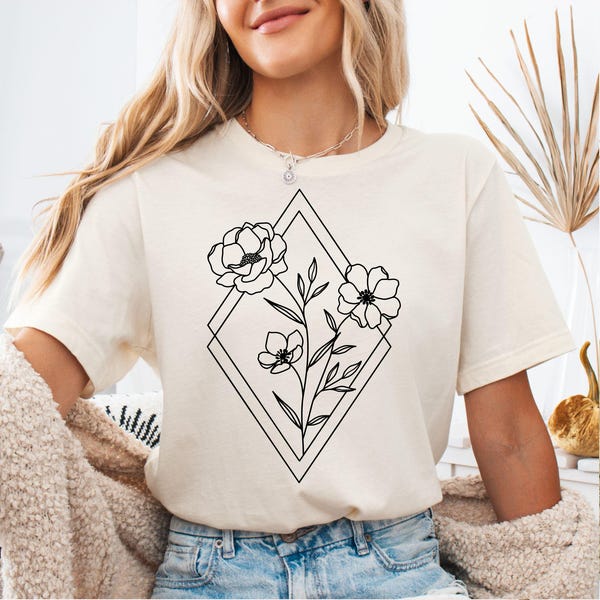 Wildflower Bouquet Diamond SVG, Modern Floral, Shirt DesignDigital Download