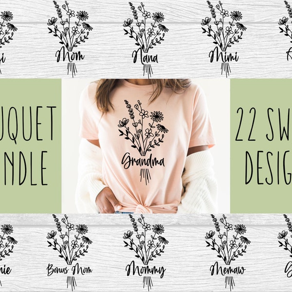 Mom and Grandma wildflower SVG bundle design - Mama Bundle SVG file for Cricut - Mother's Day SVG bundle - Mothers Day Digital Download