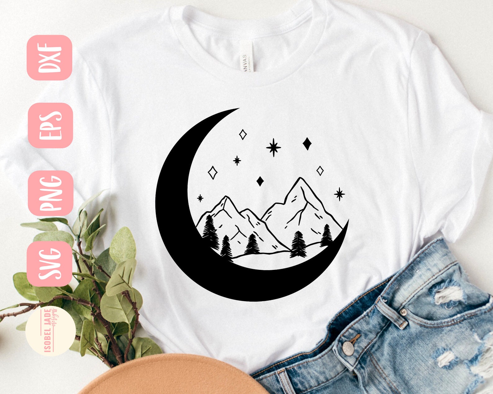 Moon mountains svg Moon svg Mountains svg Mountains are | Etsy
