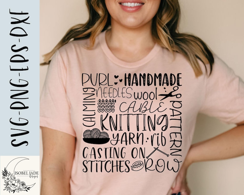 Knitting Subway Word Collage SVG File, Funny Yarn Wool Cricut & Silhouette Cut File, Shirt Digital Download image 3