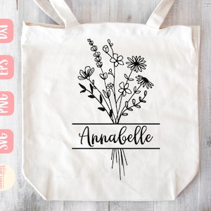 Flores silvestres svg, Flor svg, Floral svg, Camisa, Nombre Flor svg, bosquejo de flores, Svg personalizado, SVG, PNG, EPS, Descarga instantánea, Cricut