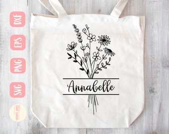 Wildflowers svg, Flower svg, Floral svg, Shirt, Name Flower svg, flower sketch, Personalized svg, SVG,PNG, EPS, Instant Download, Cricut