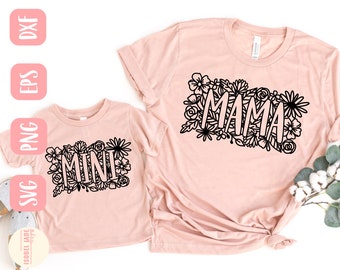 Mama and Mini Flowers SVG Design: Mommy and Me File (Digital Download)